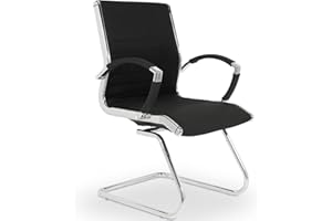 VERSEE Premium Besucherstuhl Montreal aus Stoff in Schwarz mit Armlehne - Freischwinger mit Chrom für Büro und Konferenzräume - Belastbar bis 150kg