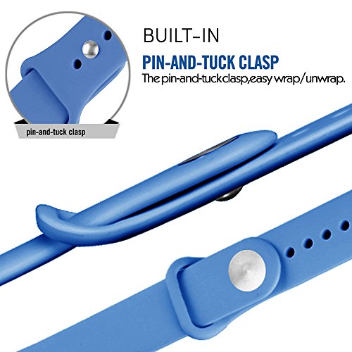 ZRO para Apple Watch Correa  Silicona Suave Reemplazo Sport Banda para 42mm iWatch Serie 3  Serie 2  Serie 1  Talla M L  Azul Real