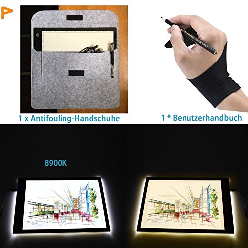 Ownuzz Leuchttisch A4 LED Leuchtkasten Leuchtplatte zeichnen zubehör einstellbare Helligkeit LED Handwerk Tracing Animations Tattoo Quilting Leuchttisch mit USB Kabel [Energieklasse A++] - 3
