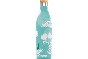 Sigg Meridian Cantimplora metálica (0.5 L / 0.7 L), Botella hermética Aislante, Botella de Acero Inoxidable y bambú para Bebidas frías y Calientes