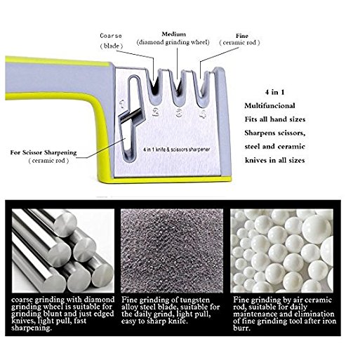 X-Jang Messerschärfer Messerschleifer Knife Sharpener steel,also sharpen Schere/ Keramikmesser — Scherenschleifer, Professionelles 4 Stufen-Schleif system - 6