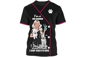 KEEPMORE Pet Groomer Camicia Uomo Donna Animale Cane Groomer 3D Stampato T-Shirt Unisex Grooming Uniforme Manica Corta Top Moda Estiva O Collo Abbigliamento da Lavoro Tees