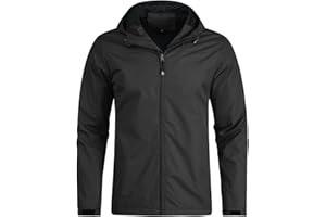 YOUTHUP Giacca Impermeabile Uomo Esterni Antivento Casuale Giacche da Pioggia con Cappuccio per Uomo