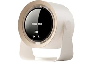 Refluxe Ventilatore da Tavolo Ricaricabile USB, Batteria 5400 mAh, Display LED, 100 Velocità Regolabile e Inclinazione Manuale 90°, Potente e Appendibile per Scrivania, Ufficio, Camera da Letto