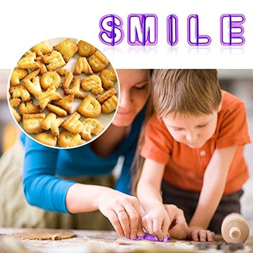 Fondant Ausstecher, HOOMIL Buchstaben Ausstechformen Alphabet Zahlen Auswerfer Stempel Tortendeko Kuchendekoration Set (40 Teilig) - 4