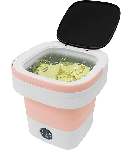 Mini lavatrice da 12 l, pieghevole, portatile, con 3 modalità di pulizia, piccola lavatrice portatile, per appartamenti, camper, viaggi o campeggio, ecc (rosa