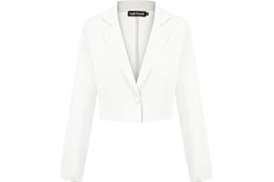 LADI TREND Womens Cropped Blazer One Button Jacket Blazers Notched Lapel Casual Elegant Classic Long Sleeve Workwear Lapel Suit