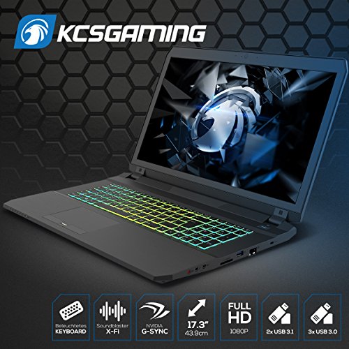 Kiebel Gaming Laptop Pro 7.0 [181137] – Notebook Intel Core i7 7700HQ 4×2.8 GHz | 43.9 cm (17.3″) FullHD Display | 16 GB DDR4 2133 | 512 GB SSD + 1 TB | NVIDIA Geforce GTX 1070 8GB | USB3.1 | Sound Blaster X-Fi | 433Mbit WLAN + Bluetooth | 2MP Webcam | Win10 - 6