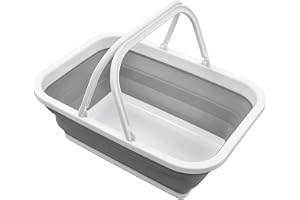 BestAlice Picknickkorg med Handtag, 12L (3,17 Gallon) Hopfällbart Badkar, Bärbar Utomhuspicknickkorg, Hopfällbar Varukorg, Platsbesparande Förvaringsbehållare för Hemvandring och Camping