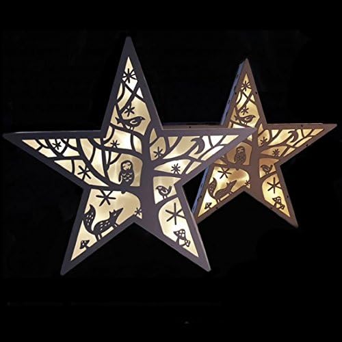 Winter Wooden Star White Colour Finish Battery Powered