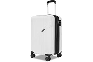 GinzaTravel Erweiterbare Koffer Trolley ABS Material Leichter Reisekoffer mit 4 Rollen Rädern Handgepäck Koffers mit TSA-Schloss（Großer Koffer XL Weiß）