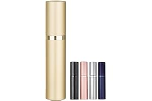 POTWPOT Perfume Atomiser, 5ML Refillable Perfume Spray Bottle Travel Size, Nano Mist, Bottom Pump, Leak Proof Cologne Dispenser for Women and Men (Golden)