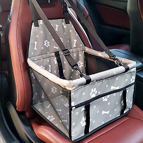 Systond Pet Dog Car Booster Seat Carrier Protector Bag Cage Cover Waterproof Deluxe Portable Dog Booster Travel Carrier Cover Seat Protector with Clip-On Safety Lesh and Extra Support Rods