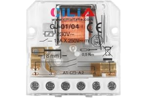 CILIA Relè Commutatore ad Impulsi 230V 10A Tipo 26.08 Rele Elettromeccanico (Passo-passo) con Circuito Bobina e Contatti Separati con Deviatore 4 Sequenze 2 NO per Luci (Commutatore GJ01-04)