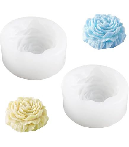 KyeeaDIY Stampo in Silicone per Sapone a Forma di Fiore Stampi Resina Epossidica 2 Cavità Rettangolari e Ovali Stampo Silicone Sapone Fatto a Mano Stampi Silicone Soap Molds (Stampo Sapone