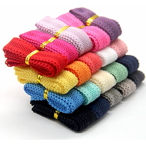 Ewparts 20 Yards * 15mm die Gummilitze Gummibänder Bunte Stretch Elastische Schnur Multifunktionsleiste für Mädchen Pferdeschwanzhalter Haar Krawatten Hairbands Nähmaterial - 3