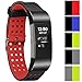 Produktbild Greatfine Replacement Wrist Band for Fitbit Charge 2 Armband Sport Smart Watch Silikon Strap Fitness Tracker Uhrenarmband Ersatzband Bügel für Fitbit Charge 2 (Black red)