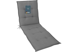 ‎LILENO HOME LILENO HOME Sonnenliege Auflage als [1er Set - Rollliege] in Uni Mittelgrau (Tami) - Gartenliegen Auflage perfekt für Strandliege - Polster Auflage für Gartenliege (188x60x5cm)