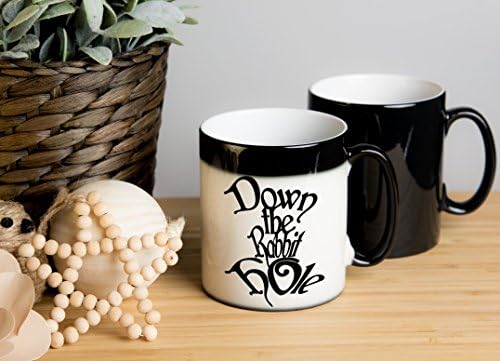 Down The Rabbit Hole - Alice in Wonderland Magical Colour Changing Mug! Ideal as tea mug, coffee mug, tea cup, coffee cup, hot chocolate cup, hot chocolate mug. Great gift for birthdays, Christmas, Anniversary etc.