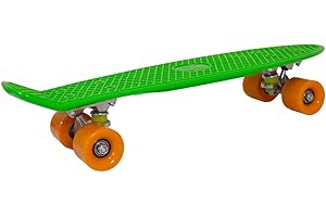 Charles Bentley 22 inch Beginner Skateboard for Kids, Teenagers, and Adults, Retro, Plastic, for Street, Park, Penny Board Cruiser, Multiple Colours, High Performance, 1.9kg (57.5x14.5x10cm)