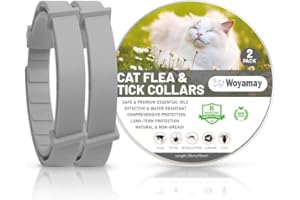 WOYAMAY 2 Collare Gatto Antipulci Impermeabile - Collare Antiparassitario Per Gatti Per Una Protezione Completa Contro Le Pulci E Altri Parassiti, Sicuro E Comfortevole, grigio