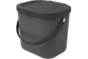 Rotho Albula Biomülleimer 6l mit Deckel für die Küche, Kunststoff (PP) BPA-frei, anthrazit, 6l (23,5 x 20,0 x 20,8 cm)