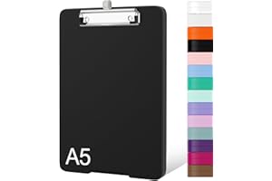 Piasoenc Piccolo portablocco con contenitore, portablocco A5 con portapenne, portablocco in plastica con clip a basso profilo, per infermieri, insegnanti, avvocati, nero