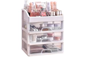 SEVERNO Make-up Organizer, Kosmetik-Organizer mit 3 Schubladen und Fächern in unterschiedlichen Größen, für Schminke und Schmuck, transparent, 23.3x17x26.8 cm