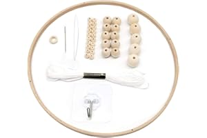 PEOSAARD Hangage Mobile Bébé en Bois avec Carillon Éolien, Kit de Cadre avec Perles et Cloche, Décoration de Lit