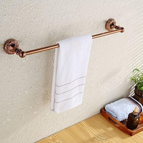 LD&P Towel Bar Single Bar Towel Rail Carved Rose Gold Bathroom Wall Mounted Shelves