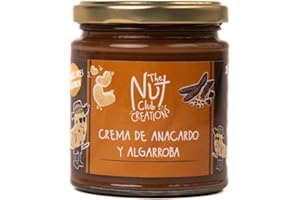 Crema de anacardo y algarroba 225g | The Nut Club | Sin leche ni cacau, ni avellanas ni azúcar | Sin gluten y vegana | Crema untable con sabor chocolate | Sin cacahuete |