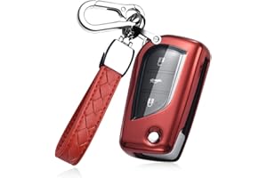 HIBEYO Etui na kluczyki samochodowe pasuje do Toyoty etui na klucze osłona silikonowa etui ochronne do pilota Toyota Corolla RAV4 CH-R Yaris brelok akcesoria - czerwone