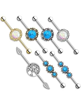 Ohrpiercing, Baum des Lebens, mit entfernbarem Mittelstück, Vintage, 38mm