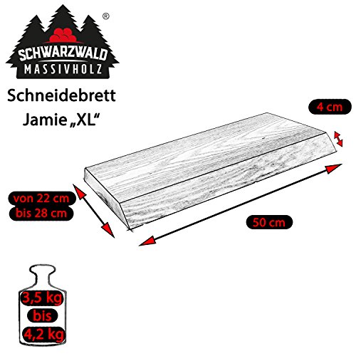 Schwarzwald Massivholz Schneidebrett JAMIE XL 50 cm, Esche mit natürlicher Baumkante - 2