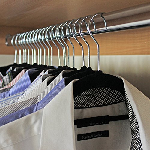 JVL Kleiderbügel mit Samtbezug, extraschmal, Schwarz, 120 Stück - 3