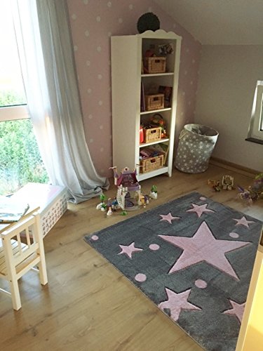 Kinderteppich Happy Rugs STARS silbergrau/rosa 160 x 230 cm - 8