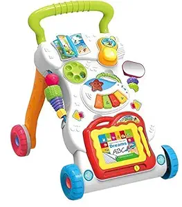 NV ENTERPRISE Multi Color Baby Sit to Stand Learning Music Walker Trolley Multifunctional Music Cartoon Musical Developmental Educational Toy Gifts for Toddlers Boys Girls Kids for Age 6 Months +