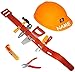 Produktbild 9 tlg. Set - " Werkzeuggürtel mit Werkzeug & Bauarbeiterhelm " - incl. Name - für Kinder - Kinderwerkzeug - Rohrzange - Holzstück - Bauarbeiter - Hammer Zange Säge - Cuttermesser - aus Kunststoff / Plastik - Schraube & Mutter - Maulschlüssel Schraubenzieher - Schraubendreher - Zubehör für Werkzeugkiste / Werkzeugkasten - Bauen - Spielzeugwerkzeug / Werkzeugset - Werkzeug - Maulschlüsssel / Schraubenschlüssel - Bauhelm