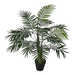 Homescapes Green 3 ft Mini Palm Tree Artificial Plant with Black Pot ...