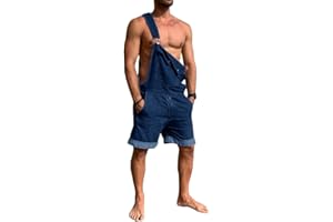 Runcati Herren Denim Overall Shorts Sommer Workwear Verstellbare Jumpsuit Lässige Jeans Kurz Rompers Lose Fit