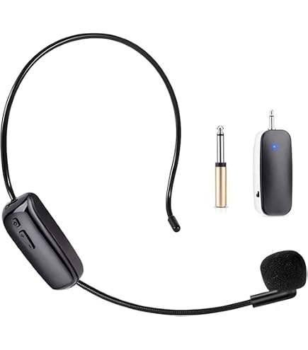 Microfono Bluetooth HUACAM 2,4G Microfono Wireless Archetto, 2 In 1 Microfonico Wireless Microfono Headset Wireless Nero - 9
