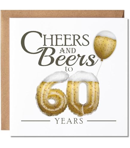 60th Birthday Card For Men - Classic Motorbike Themed Card For Husband, Dad, Brother - 5x7 Inch Blank Inside