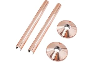 FEEGOW 2Pcs Radiator Pipe Covers, Pipe Central Heating Clip On Covers, 15mm Collars Cut Fit Bathroom Chrome(Rose gold)