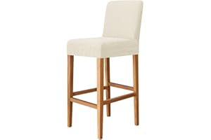 HASALLER 2 Pack Chair Covers Bar Stool Chair Covers With Backrest Pub Counter Stool Chair Slipcover Protector Cover For Kitchen Breakfast Counter Chairs Bar Stools(Beige)