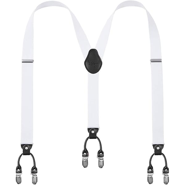 Bretelle Uomo WedDecor A Y, Elastiche E Regolabili Con Clip O Bottoni - Nero Pois Bianco, Larghezza 25mm