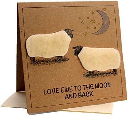 Sheep (Love EWE to The Moon and Back) Greeting Birthday Card (Anniversary/Valentine/Blank Inside)