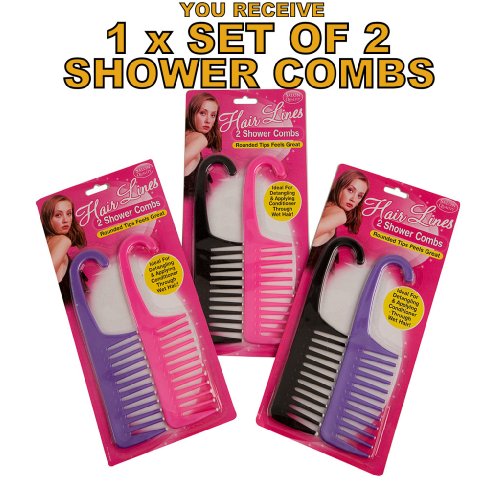 2 SALON HAIRDRESSING SHOWER WIDE TOOTH DETANGLER DETANGLING WET HAIR BRUSH COMB