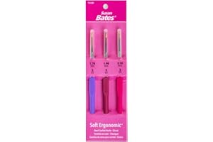 Susan Bates Steelite Soft Ergonomic Steel Crochet Hook Set-Classic - Sizes 1.7mm, 1.9mm, and 2.1mm