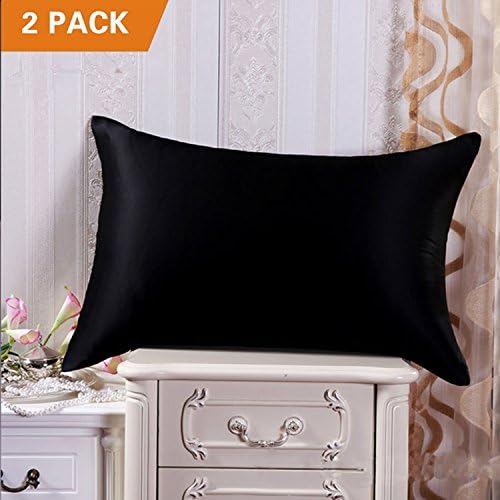 MOVEONSTEP Pillow Cases 2 Pack Housewife Bedroom Pillow Covers Plain Silky-soft Brushed Microfiber Pillowcases Queen Size 75 * 50cm (Black)