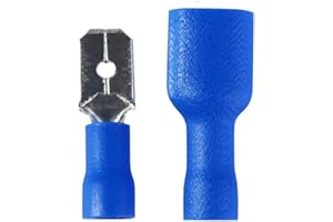 ESMARTLIFE 100Pcs Crimp Connectors,Electrical Connectors, Spade Wire Connector Crimp 50 Female and 50 Male(Blue)